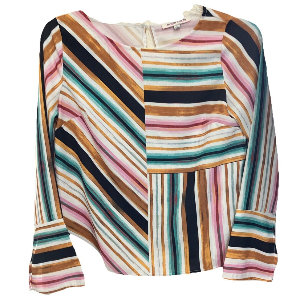 Jealous Tomato Womens Blouse Multicolor Striped Long Sleeve‎ Size Small